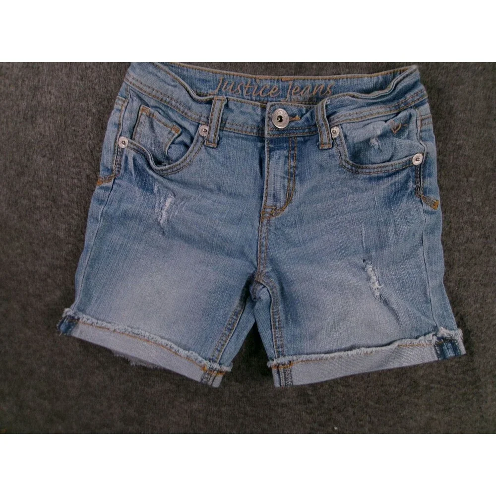 Justice Jeans Shorts Girls 14 Light Blue Distressed Frayed Causal Summer